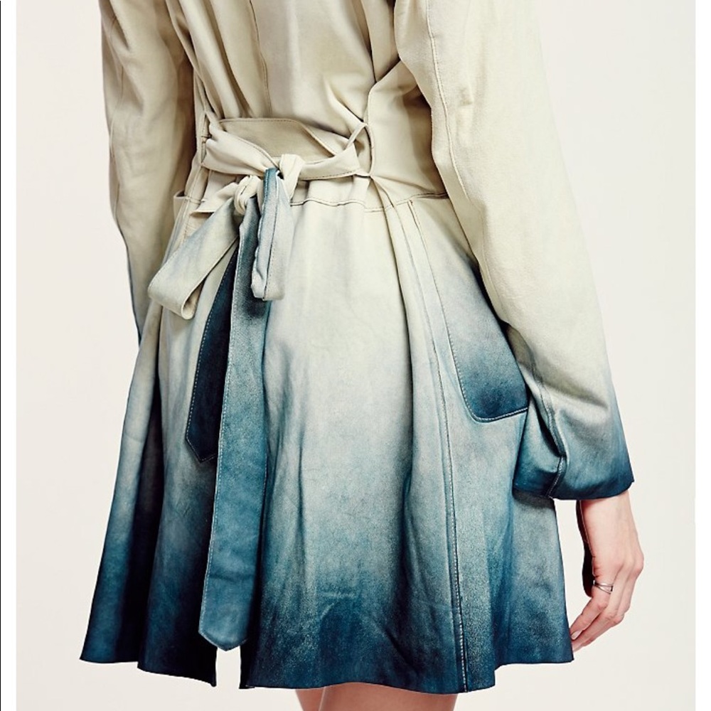 Free People Dip Dye Paint Suede Trench size small - Picture 11 of 12